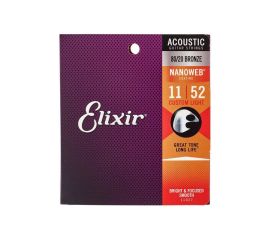 ELIXIR 16027 Acoustic PhosphorBronze NANOWEB  MUTA PER CHITARRA ACUSTICA .011-.052