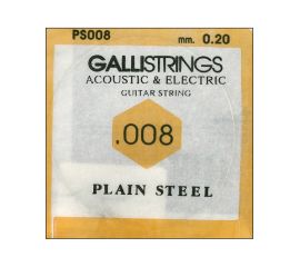 CORDA PER CHITARRA ACUSTICA ED ELETTRICA MI I PS .008 PLAIN STEEL GALLISTRINGS