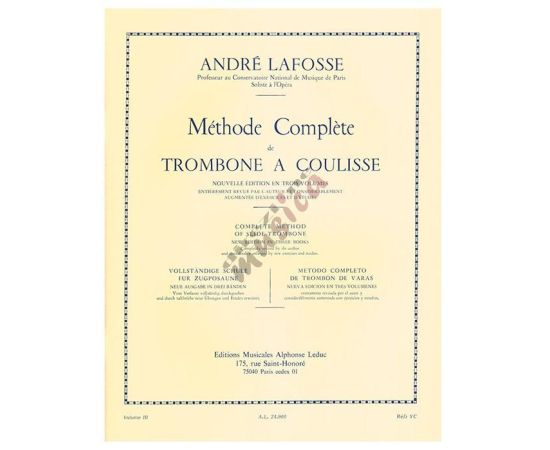 LAFOSSE METODO COMPLETO TROMBONE COULISSE VOL. 3