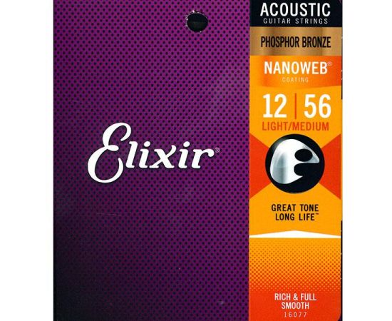 Elixir 16077 Nanoweb Phosphor Bronze Acoustic 12-56