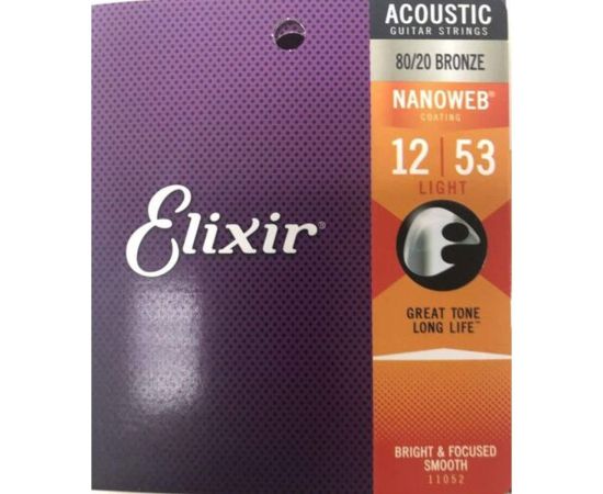 Elixir 11052 Acoustic 80/20 BronzeNANOWEB CHITARRA ACUSTICA .012-053