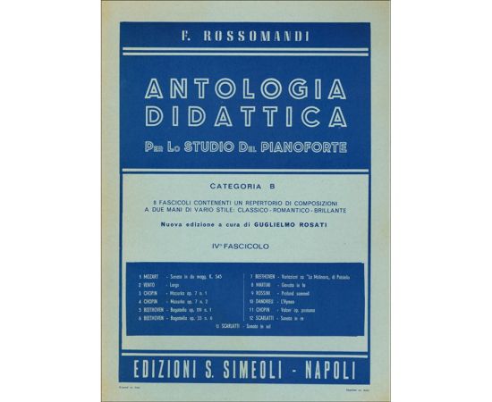 ANTOLOGIA DIDATTICA CATEGORIA B PER PIANOFORTE FASCICOLO 4 - ROSSOMANDI