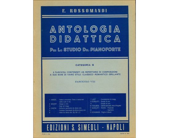 ANTOLOGIA DIDATTICA CATEGORIA B PER PIANOFORTE FASCICOLO 8 - ROSSOMANDI