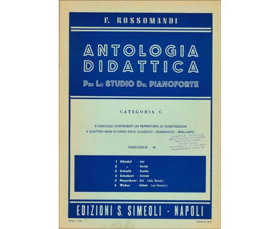 ANTOLOGIA DIDATTICA CATEGORIA C PER PIANOFORTE FASCICOLO 3 - ROSSOMANDI