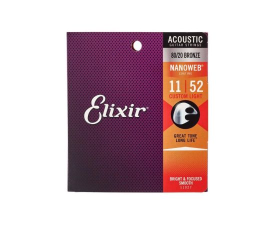 ELIXIR 16027 Acoustic PhosphorBronze NANOWEB  MUTA PER CHITARRA ACUSTICA .011-.052