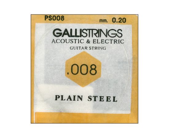 CORDA PER CHITARRA ACUSTICA ED ELETTRICA MI I PS .008 PLAIN STEEL GALLISTRINGS