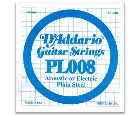 CORDA PER CHITARRA ELETTRICA O ACUSTICA D'ADDARIO PL 008 PLAIN STEEL AUDIO VID