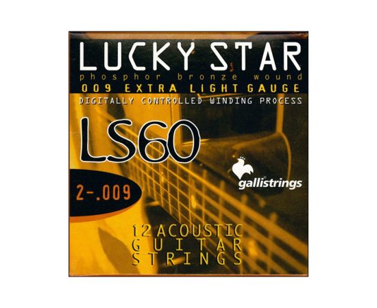 CORDIERA PER CHITARRA ACUSTICA FOLK 12 CORDE GALLISTRING LS60 LUCKY STAR LS60 9-