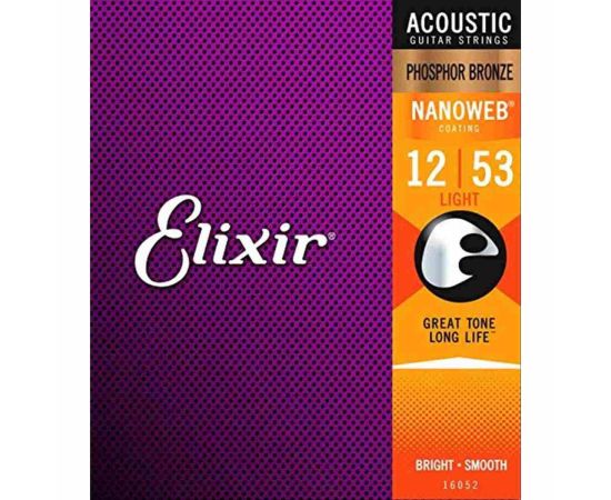 Elixir 11052 Acoustic 80/20 phosphor BronzeNANOWEB CHITARRA ACUSTICA .012-053