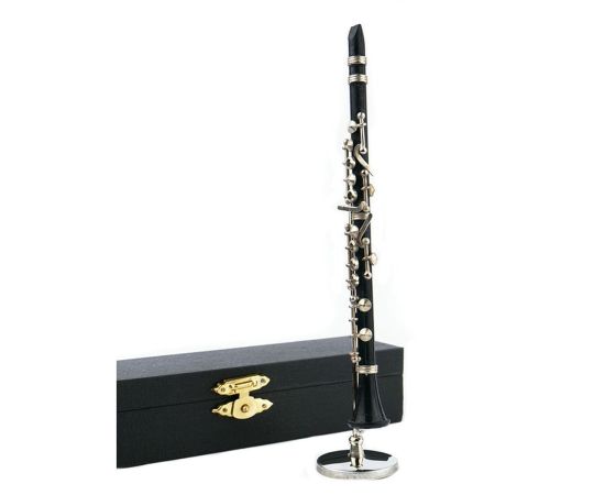 Clarinetto in miniatura con piedistallo e astuccio