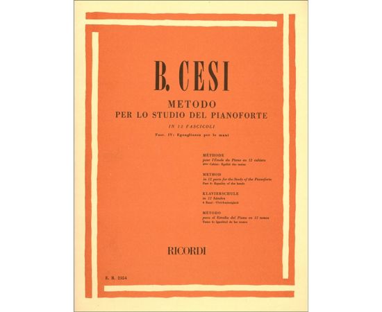 METODO PER LO STUDIO DEL PIANOFORTE IN 12 FASCICOLI - FASC. IV - BENIAMINO CESI