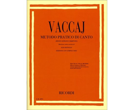 METODO PRATICO DI CANTO +CD MEZZO SOPRANO O BARITONO - VACCAJ