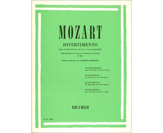 DIVERTIMENTO PER CLARINETTO IN SI b. E PIANOFORTE - MOZART