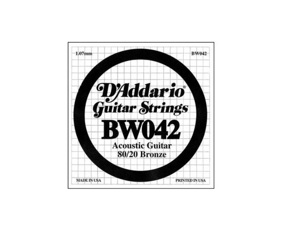 CORDA PER CHITARRA ACUSTICA 80-20 BRONZE STRINGS BW 042 D' ADDARIO